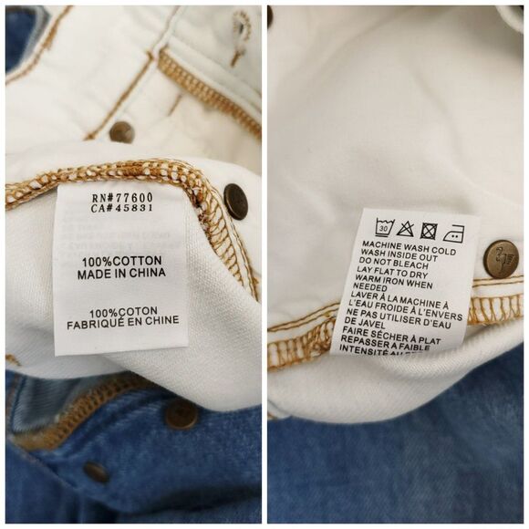 Free People x Sandrine Rose Wide Leg Color Block Retro Jeans in Milky Way - Picture 11 of 14